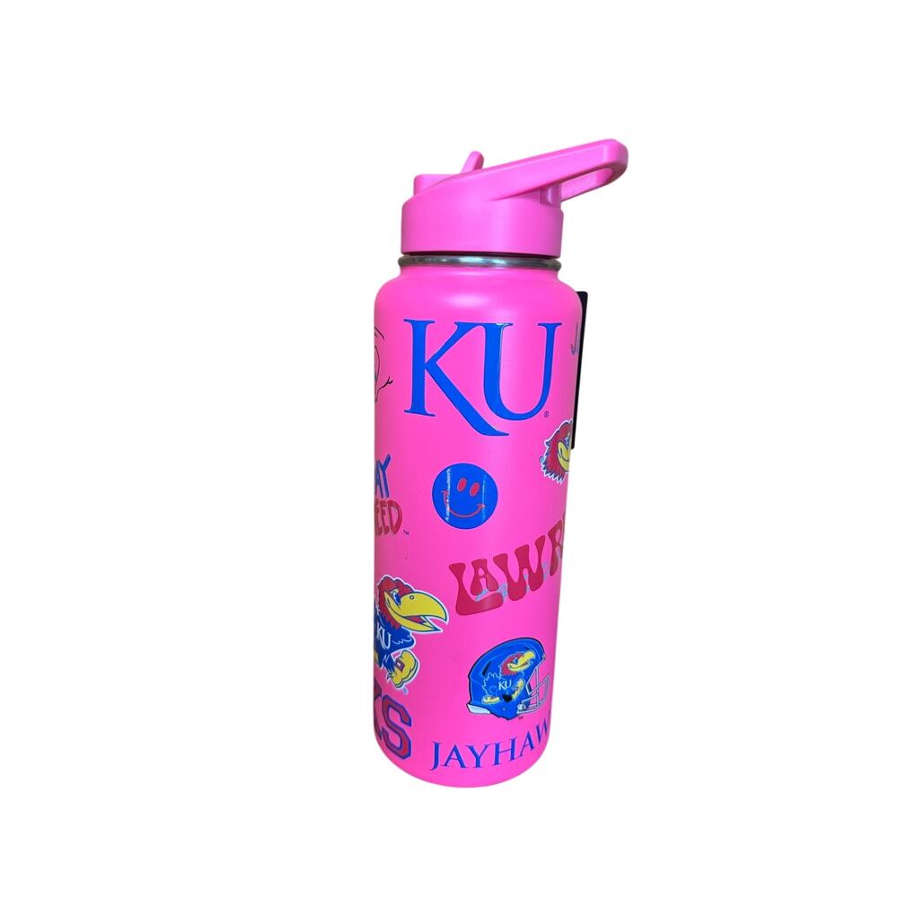 Kansas Jayhawks 34oz Pink Quencher Tumbler Stainless Steel Leakproof NWT